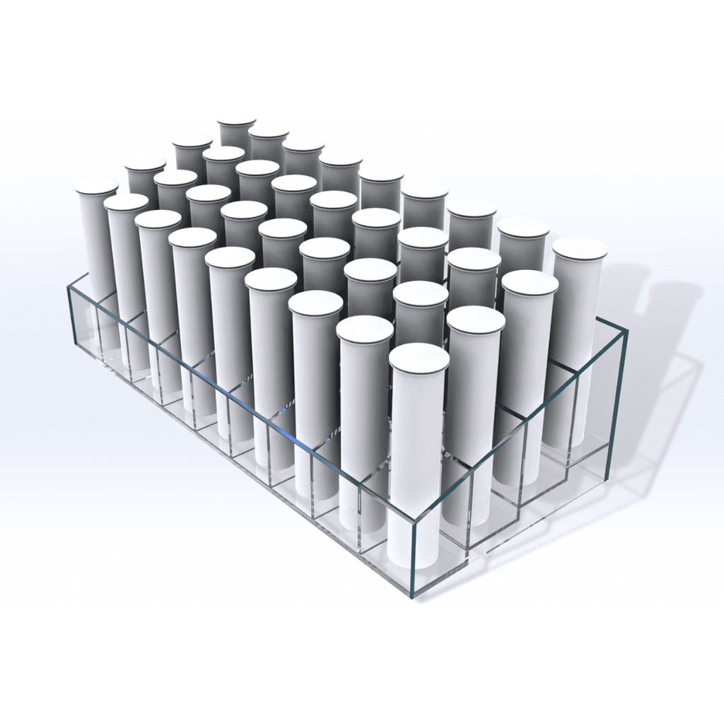 32-Tube Acrylic Pre-roll Step Display - SeattleDesignLab