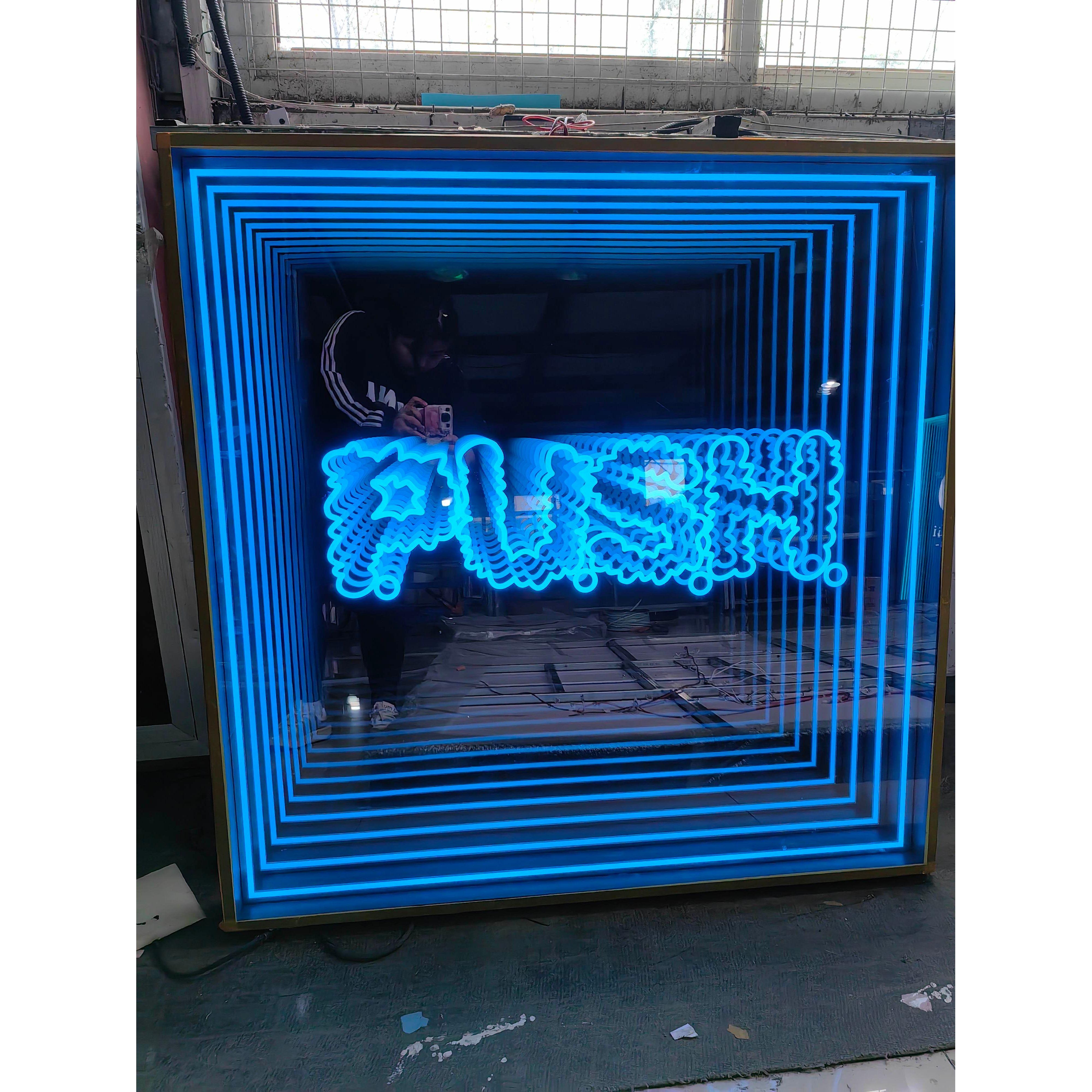 Sign Led Mirrow CUSTOM LED INFITITY MIRROR SIGN – SeattleDesignLab
